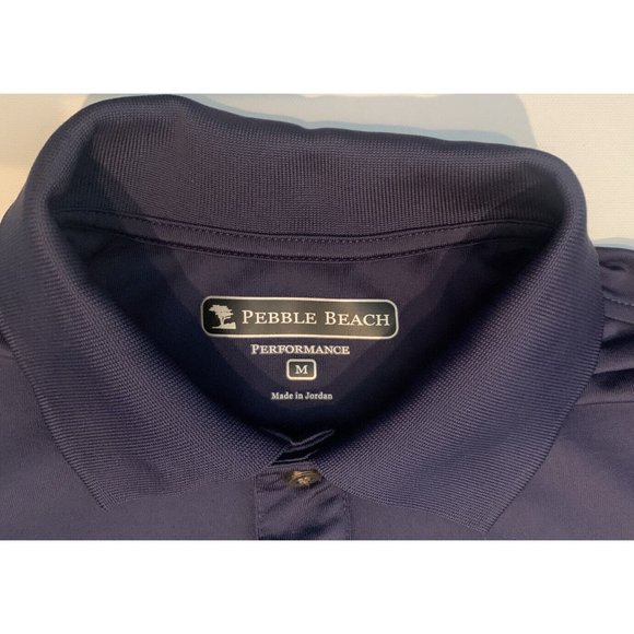 Pebble Beach Performance Men's Golf Polo Size M Navy Blue Striped Short Sleeve - Picture 3 of 10